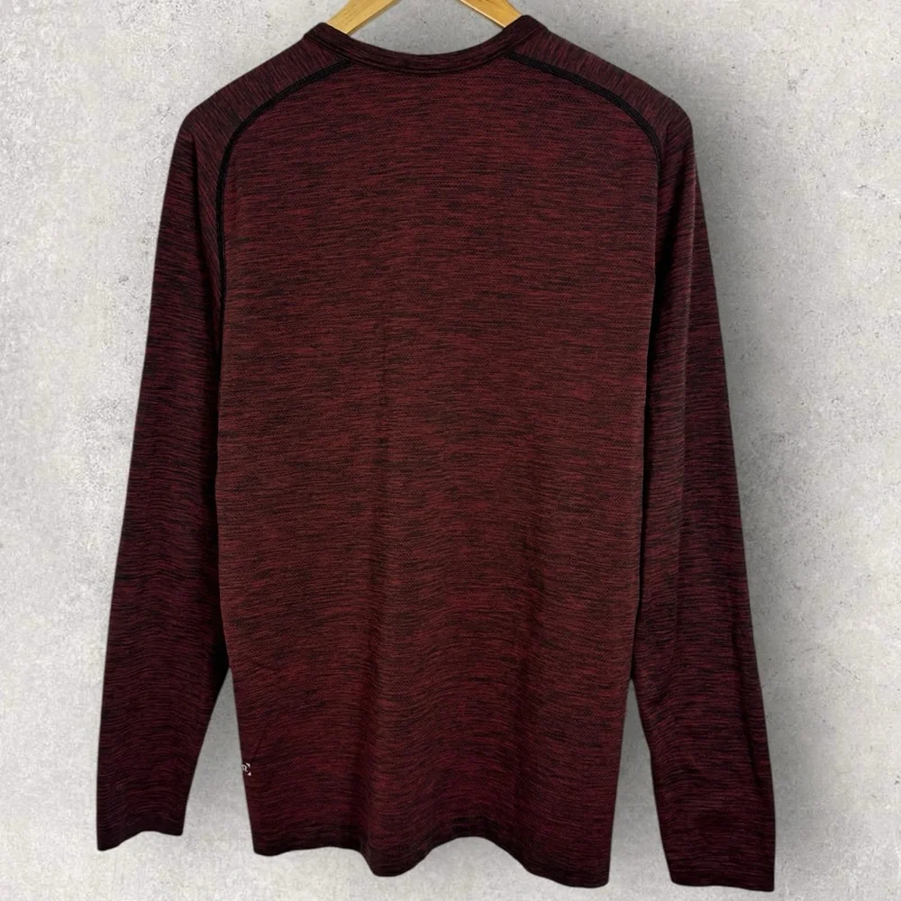 Lululemon Vent Tech Long Sleeve Henley Shirt Mens Size Large Oxblood Red Black L - Picture 13 of 13